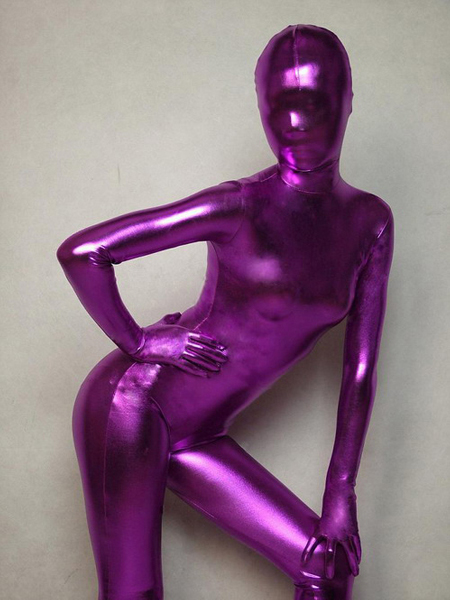 Purple Unisex Shiny Metallic Zentai Full Body Suit [20209]